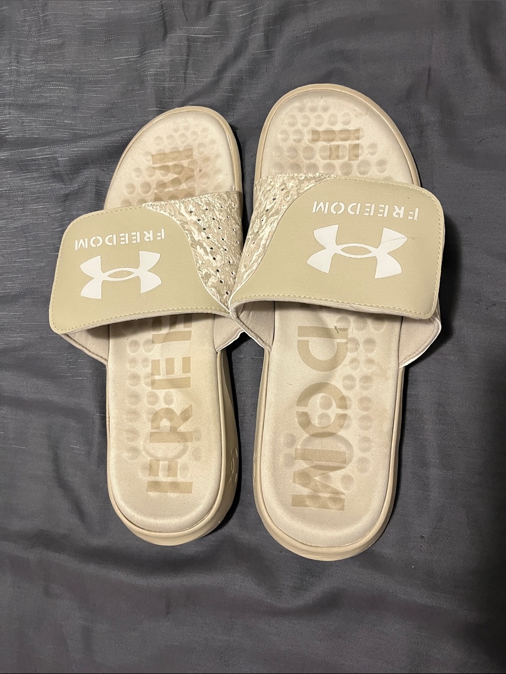 Under Armour Beige Freedom Slide Sandals